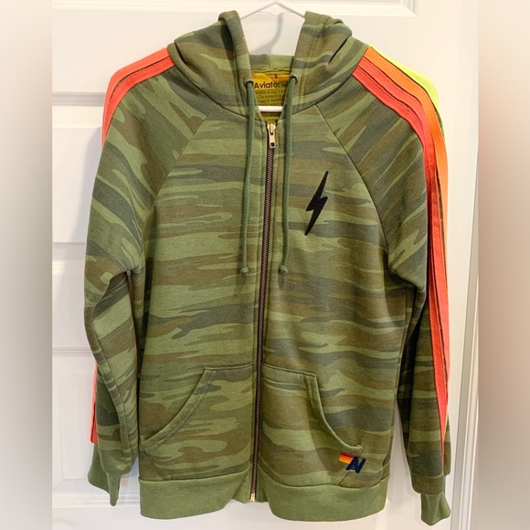 Aviator Nation Tops - Aviator Nation Bolt Embroidery 4 Stripe Zip Hoodie